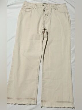 Five Star General Pants Womens 9/29 Beige Button Fly  Straight Wide Leg